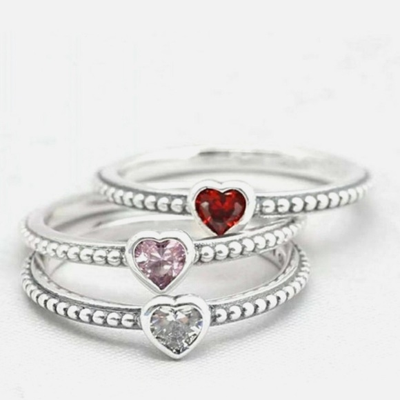 💛 Pandora 925 Silver One Love Heart CZ Stacking Ring - Picture 3 of 3